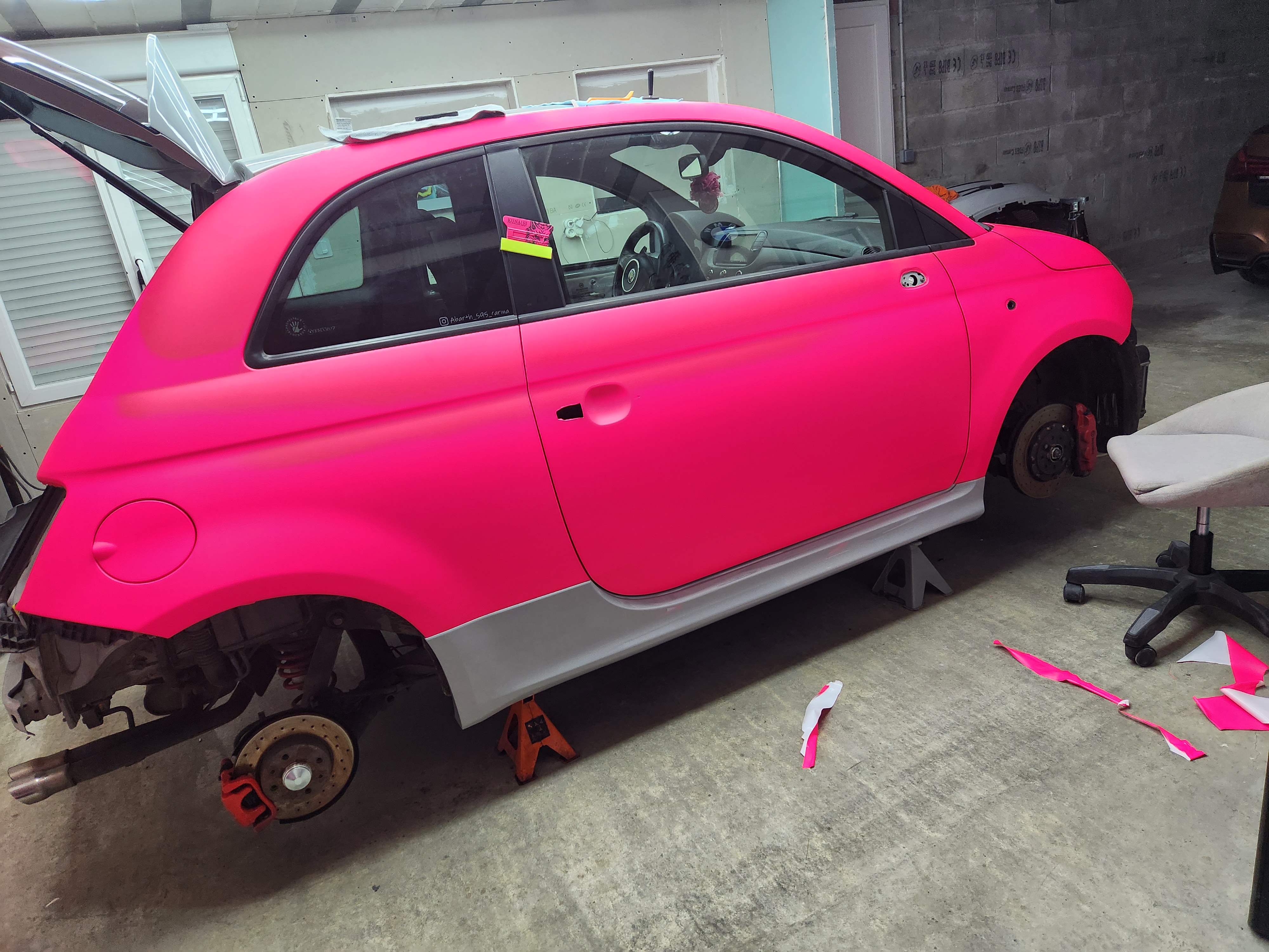 Ultimate Flat Fluorescent Pink Car Vinyl Wrap PET review Rcdetailing 03