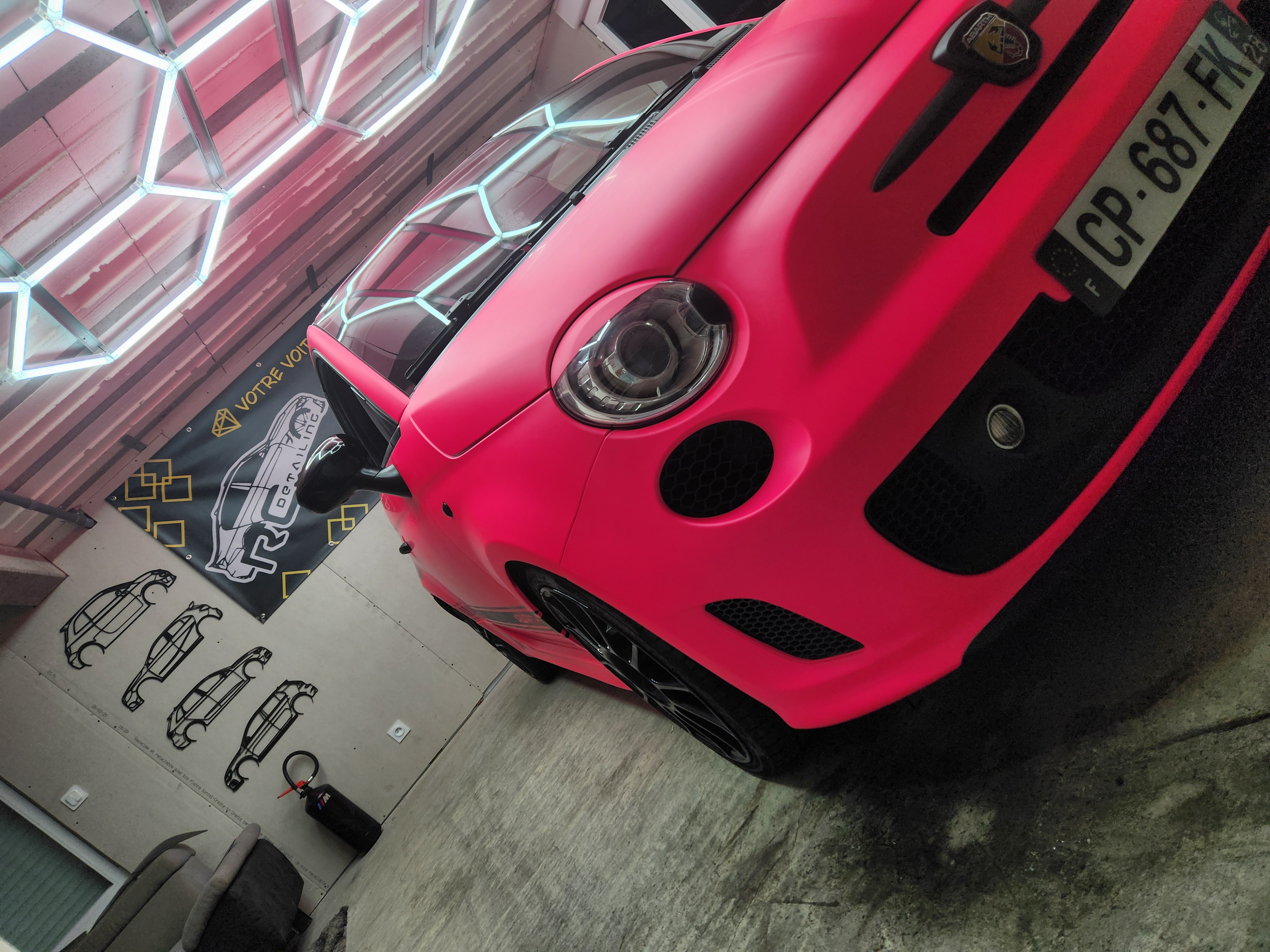 Ultimate Flat Fluorescent Pink Car Vinyl Wrap PET review Rcdetailing 04