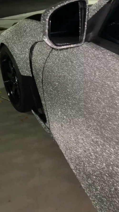 Matte Diamond Glitter Silver Car Vinyl Wrap review 