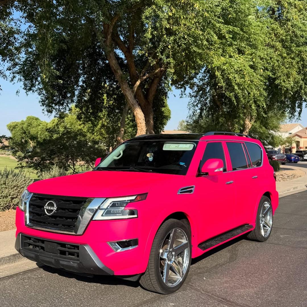 Ultimate Flat Fluorescent Pink Car Vinyl Wrap PET review monchiwraps 01
