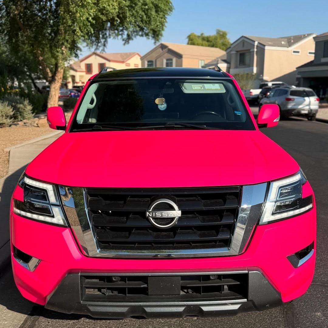 Ultimate Flat Fluorescent Pink Car Vinyl Wrap PET review monchiwraps 03