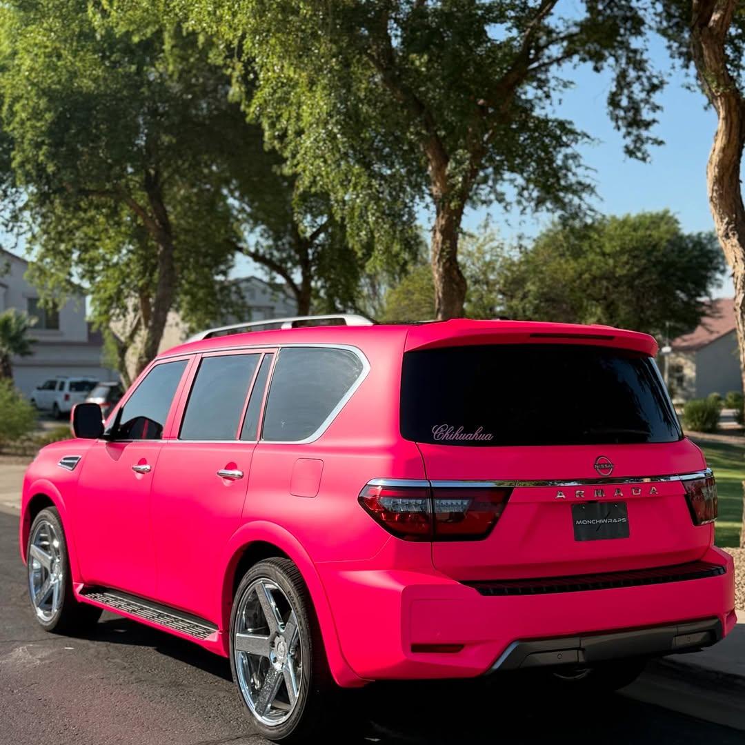 Ultimate Flat Fluorescent Pink Car Vinyl Wrap PET review monchiwraps 04
