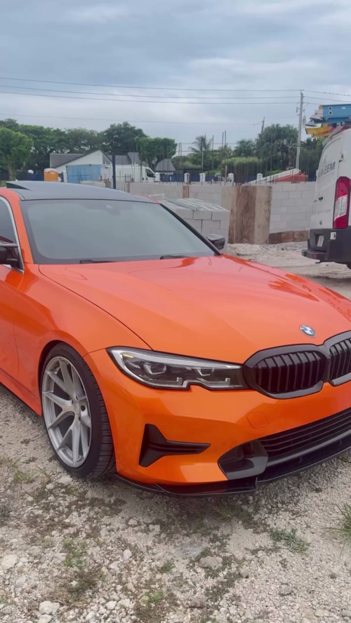 Gloss Metallic Fiery Orange Car Vinyl Wrap PET  review 