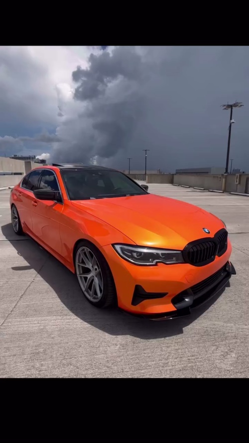 Gloss Metallic Fiery Orange Car Vinyl Wrap PET  review 