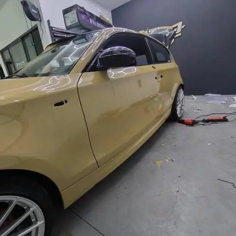 Gloss AMG Desert Yellow Car Vinyl Wrap PET review 