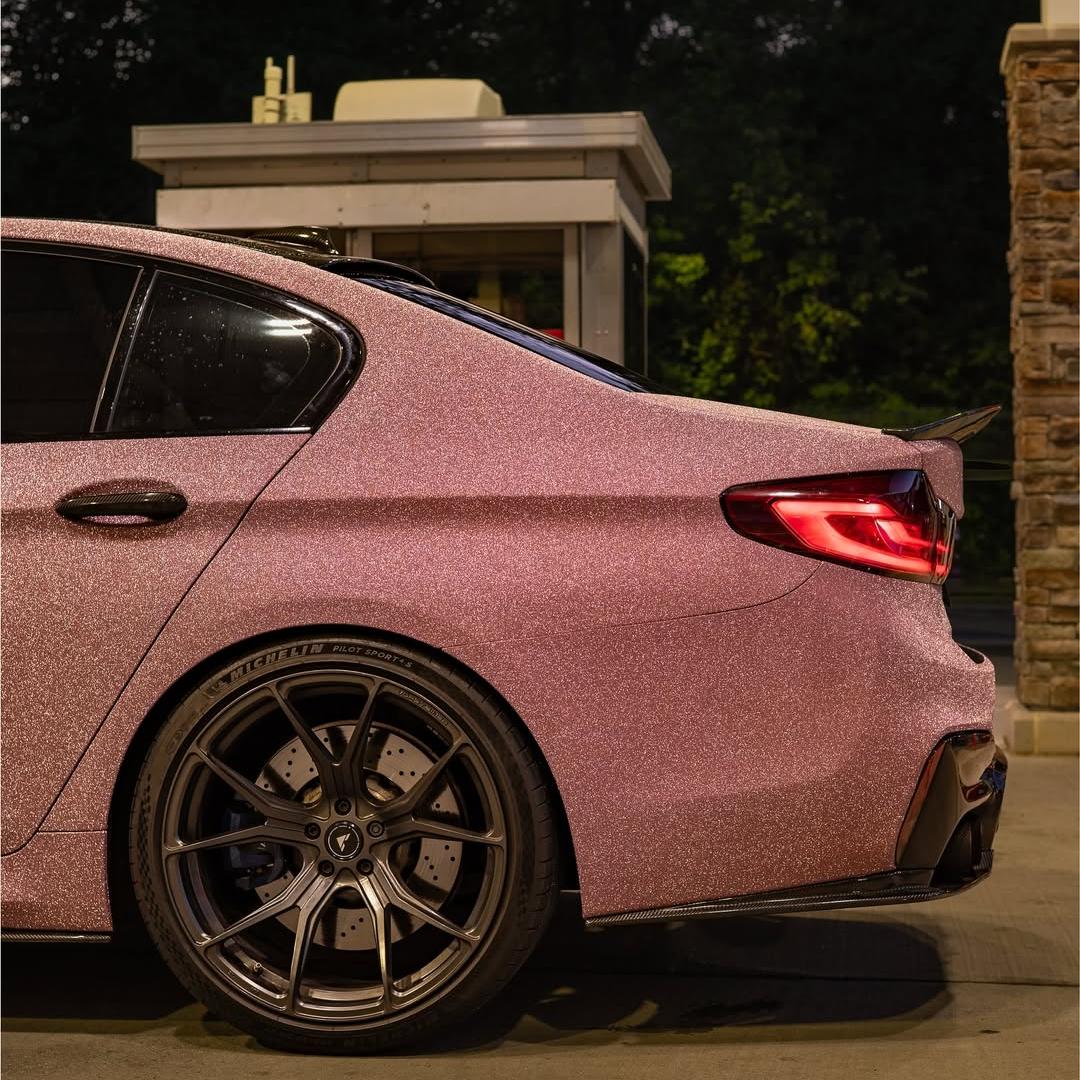 Matte Diamond Glitter Pink Car Vinyl Wrap review justkuzzz_custom 02