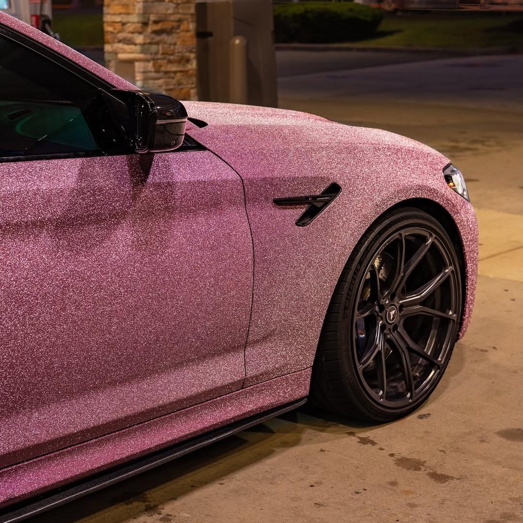 Matte Diamond Glitter Pink Car Vinyl Wrap review justkuzzz_custom 03