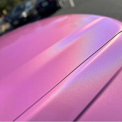 Gloss Metallic Rainbow Laser Pink Car Vinyl Wrap review v.runner_ 05