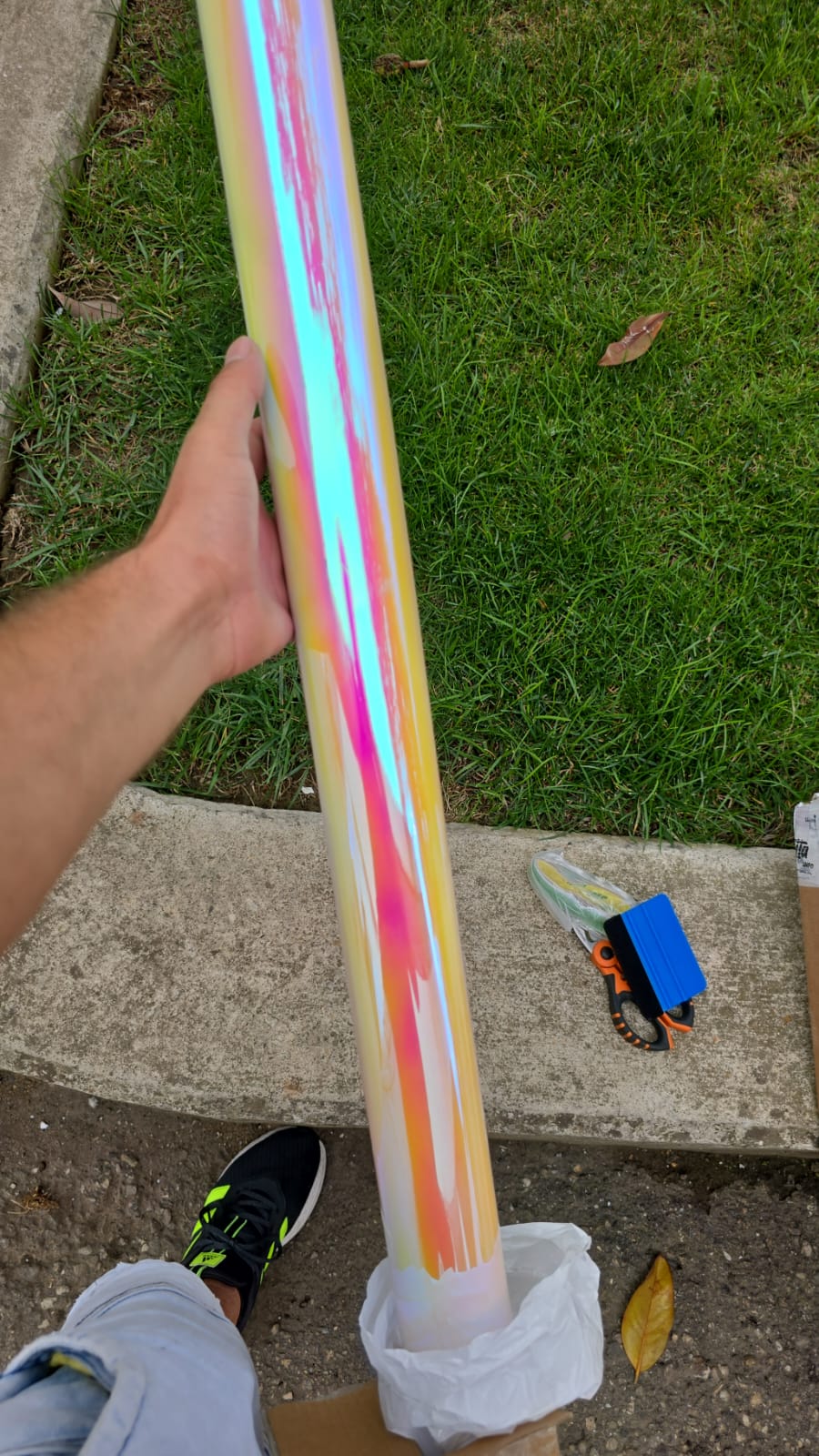 Gloss Rainbow Chrome Holographic Pink Car Vinyl Wrap review emazeoli 03