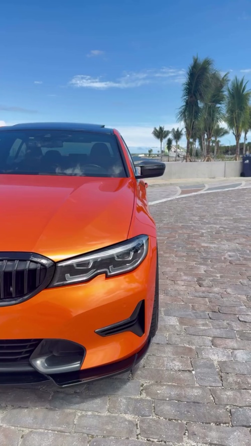 Gloss Metallic Fiery Orange Car Vinyl Wrap PET  review 