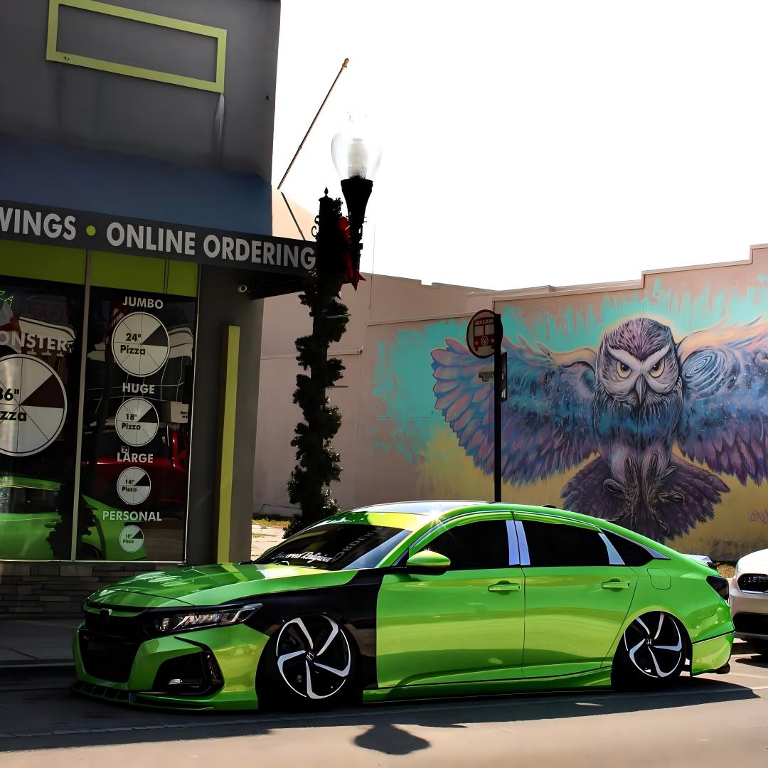 Gloss Metallic Gold Green Car Vinyl Wrap PET review blk_accord 03