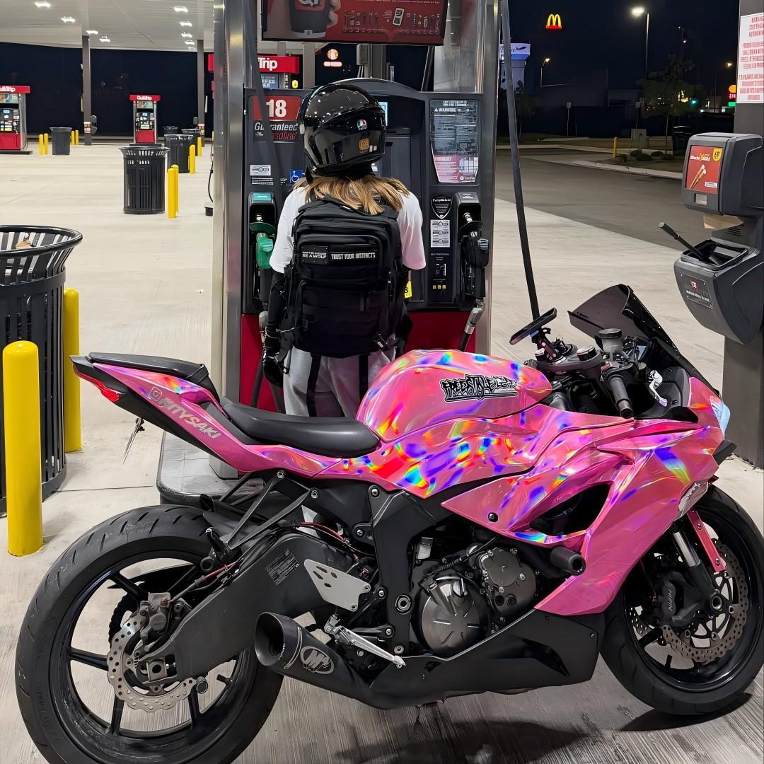 Gloss Pink Holographic Chrome Laser Car Vinyl Wrap Coupe BMW review kitysak 05