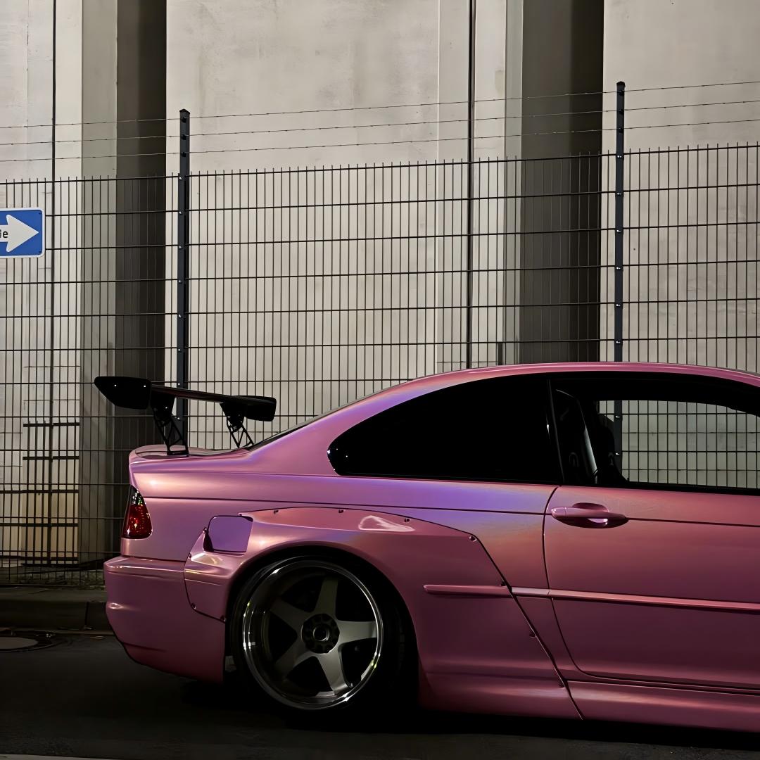 Gloss Metallic Rainbow Laser Pink Car Vinyl Wrap review dayna.e46 03