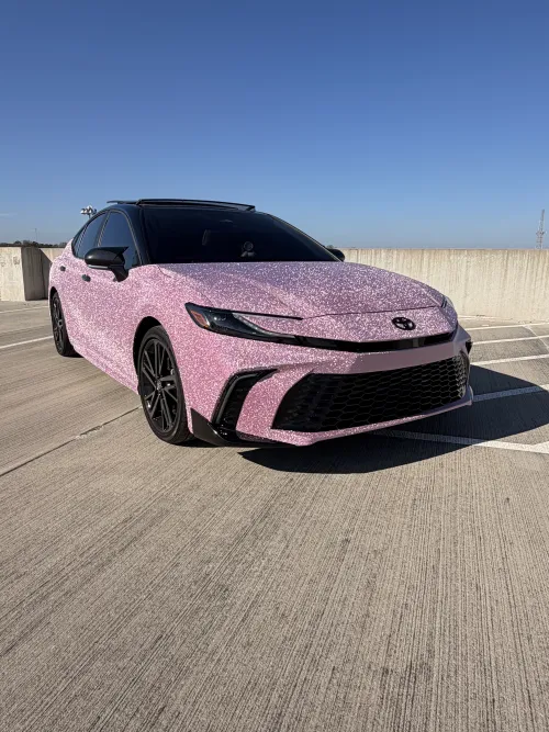 Matte Diamond Glitter Pink Car Vinyl Wrap review 