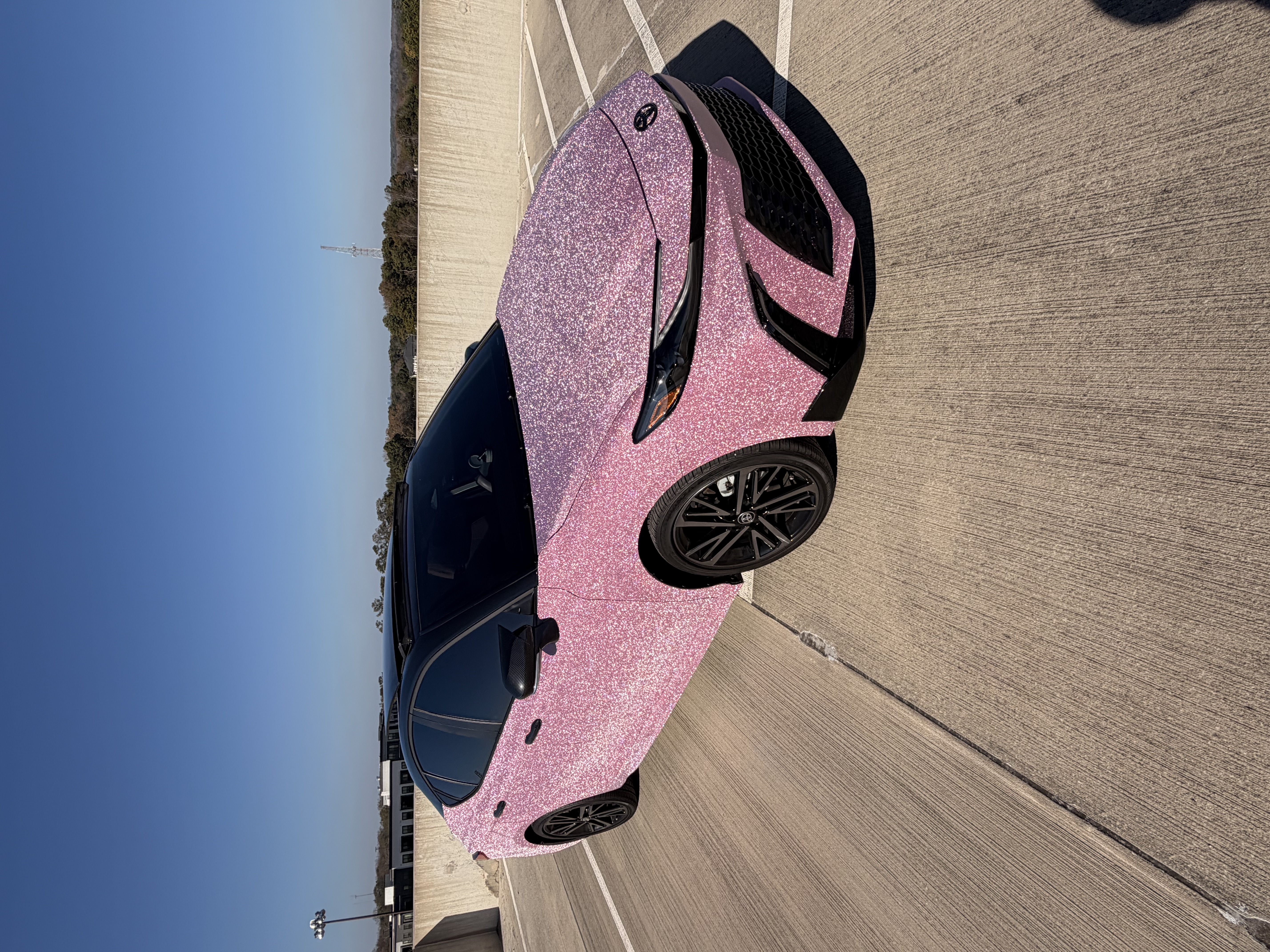 Matte Diamond Glitter Pink Car Vinyl Wrap review Awesome 02