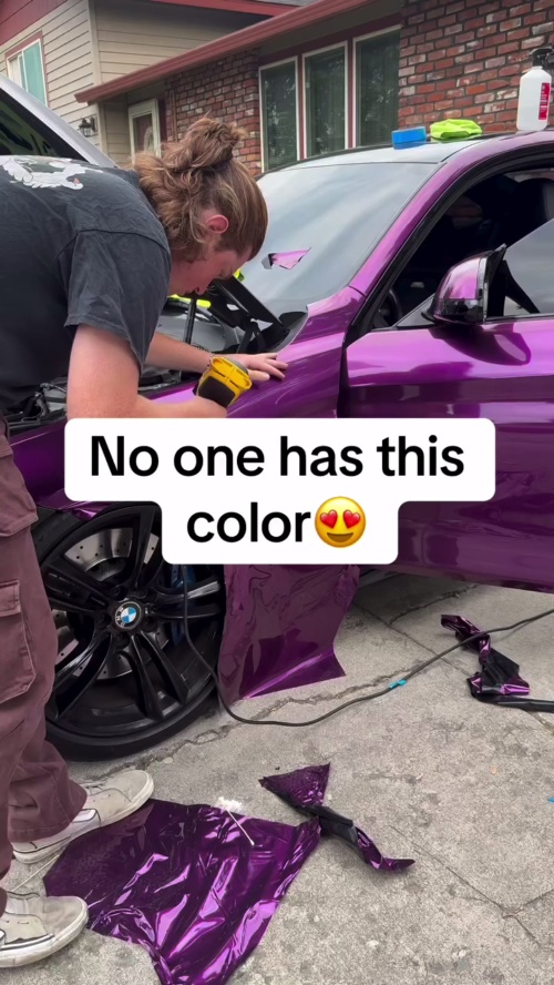 Gloss Metallic Grape Purple Car Vinyl Wrap PET review 