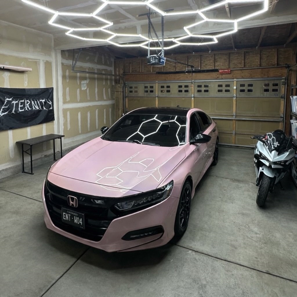 Gloss Metallic Rainbow Laser Light Pink Car Vinyl Wrap review Rainbow 01