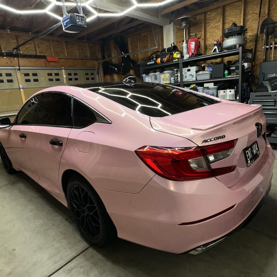 Gloss Metallic Rainbow Laser Light Pink Car Vinyl Wrap review Laser 00