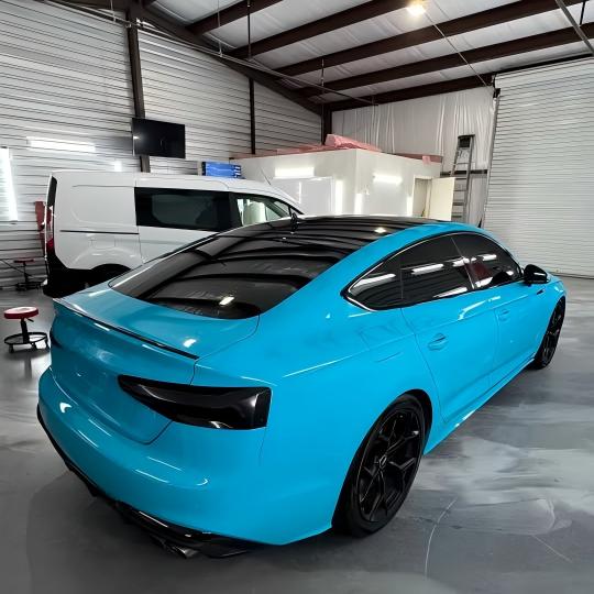 Gloss Miami Blue Car Vinyl Wrap Porsche PET review 2