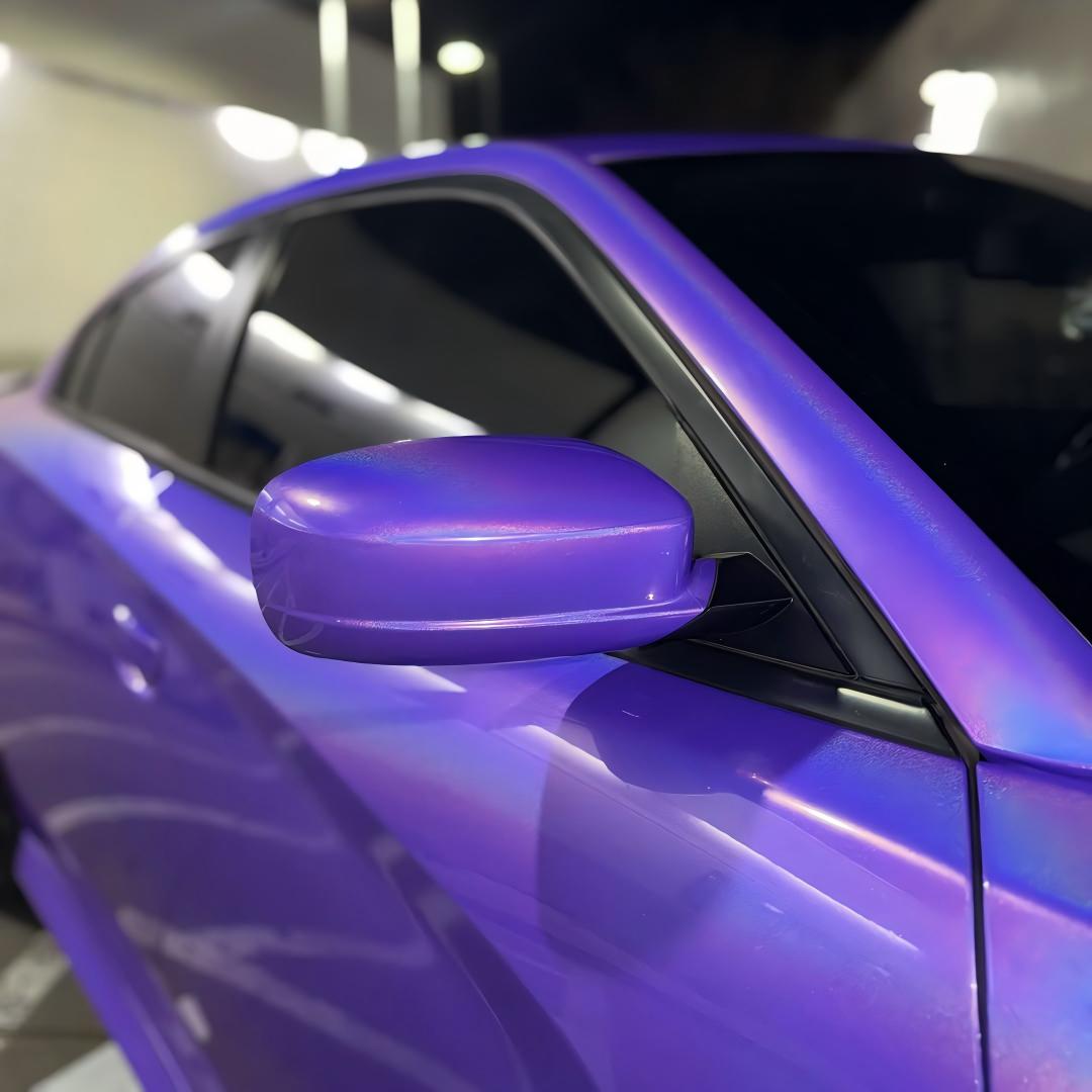 Gloss Metallic Rainbow Laser Purple  Light  Purple Car Vinyl Wrap review 2