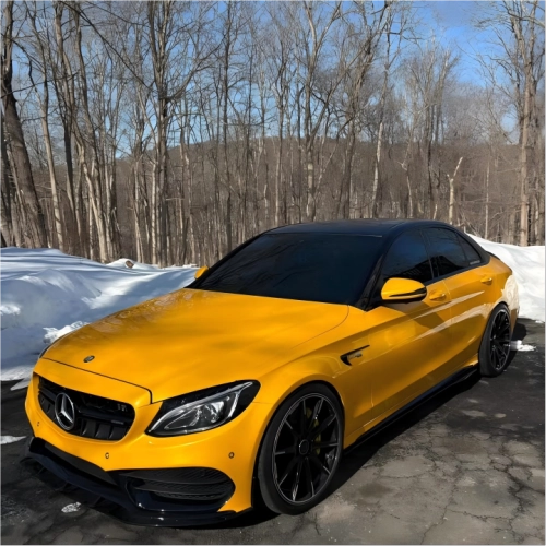 Gloss Metallic Golden Yellow Car Vinyl Wrap PET reviewed by