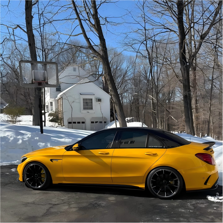 Gloss Metallic Golden Yellow Car Vinyl Wrap PET review 2