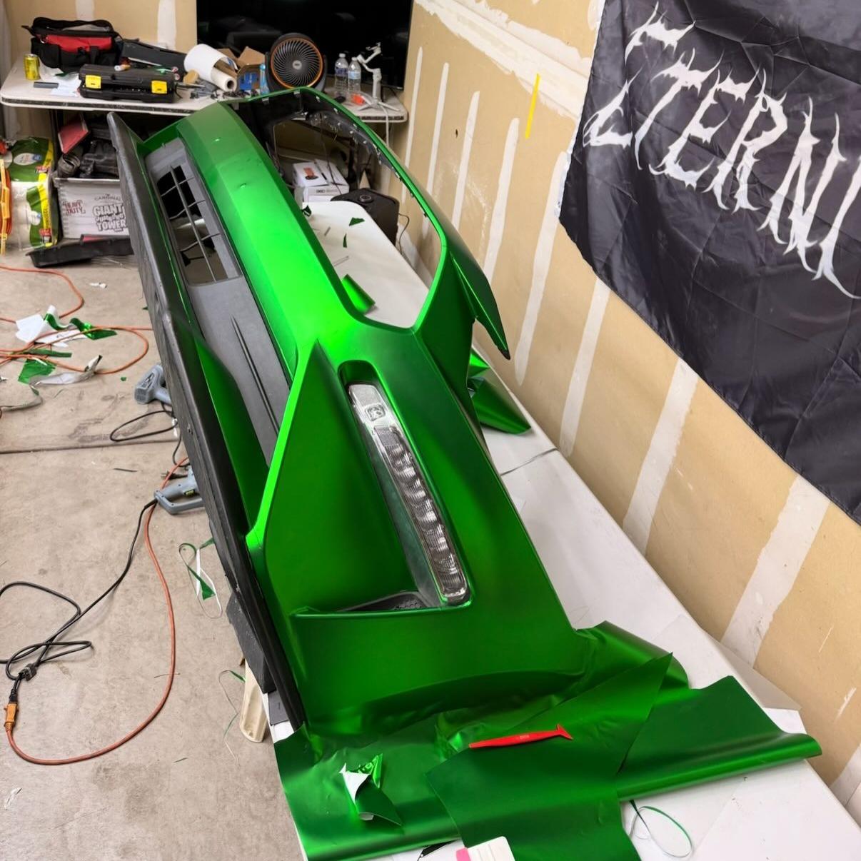 Matte Chrome Green Car Vinyl Wrap  review eternity_customz 03