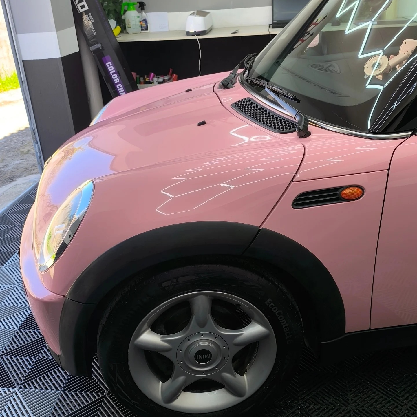 Gloss Crystal Peach Pink Car Vinyl Wrap PET review 9