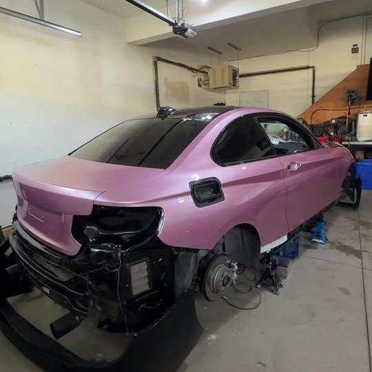 Gloss Metallic Passion Pink Car Vinyl Wrap Bentley GT PET review 2