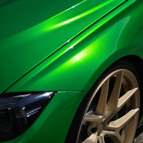 Gloss Metallic Flame Green Car Vinyl Wrap PET reviewed by
