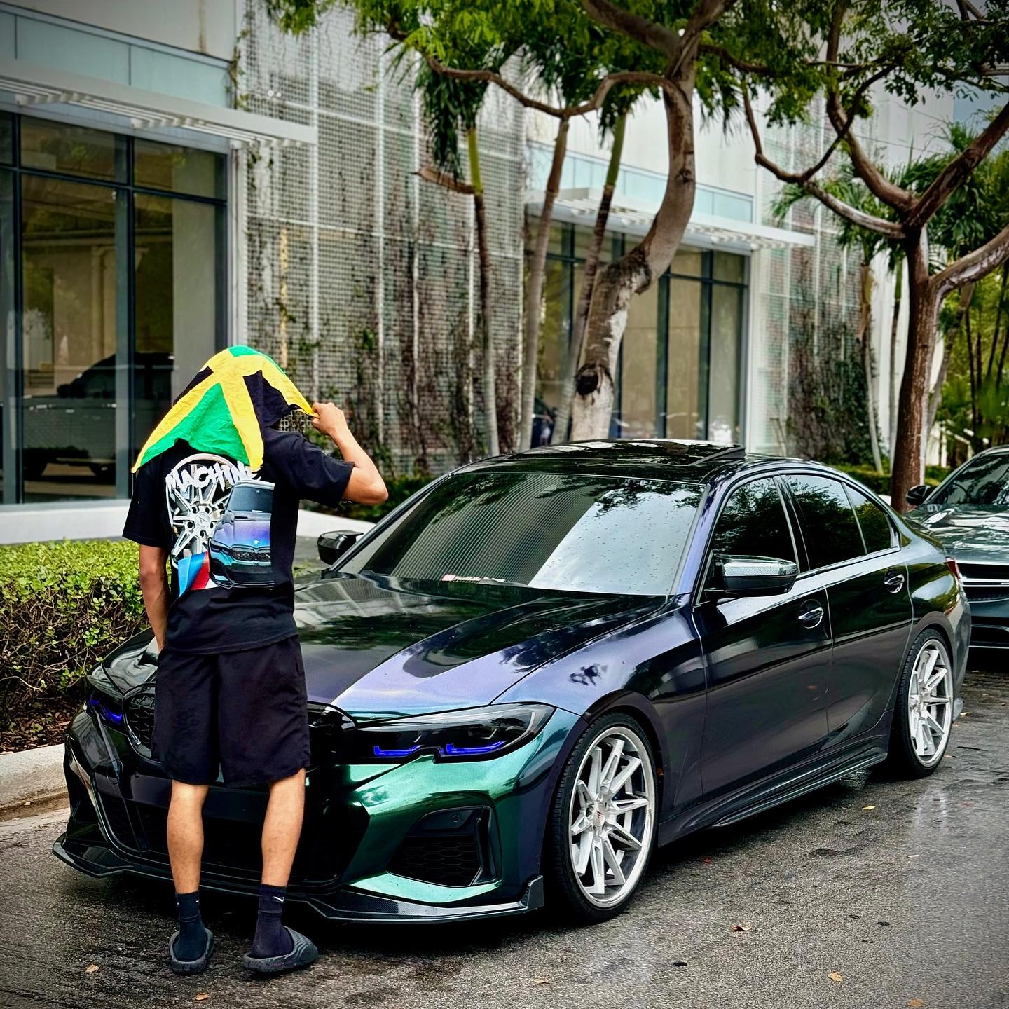 Gloss Metallic Chameleon Diamond Purple Green Car Vinyl Wrap PET review falsh 04