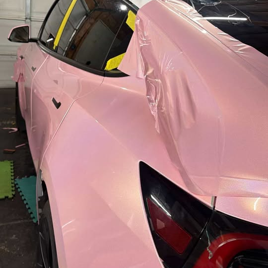 Gloss Metallic Rainbow Laser Light Pink Car Vinyl Wrap review escalantewraps 01