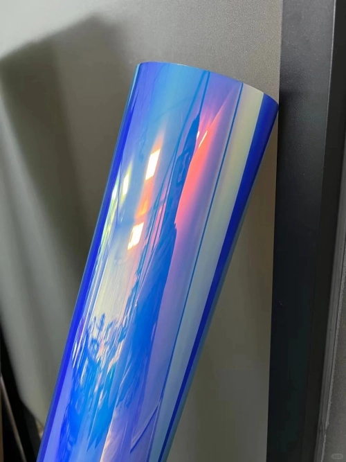 Gloss Holographic Rainbow Chrome Laser Electroplated Blue Car Vinyl Wrap  reviewed by