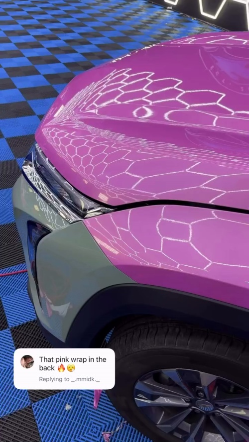 Gloss Metallic Rainbow Laser Pink Car Vinyl Wrap reviewed by