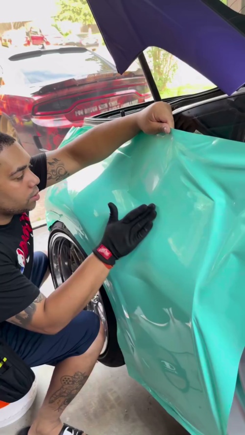 Gloss Sparkle Glitter Tiffany Blue Car Vinyl Wrap reviewed by