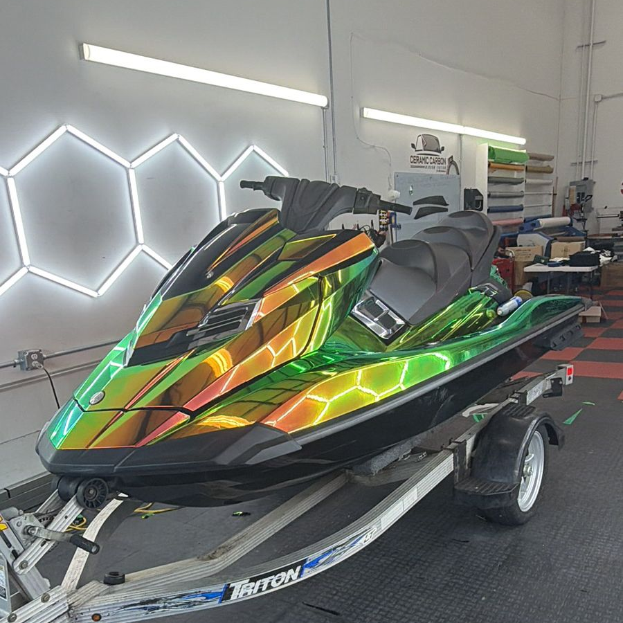 Gloss Ammolite Gem Green Holographic Chrome Laser Car Vinyl Wrap review Jrcustom 00