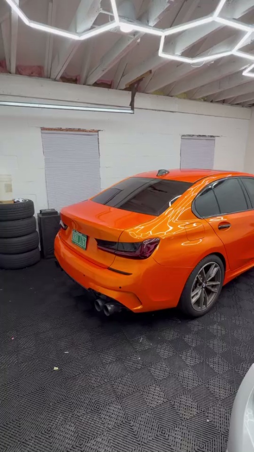 Gloss Metallic Fiery Orange Car Vinyl Wrap PET  reviewed by
