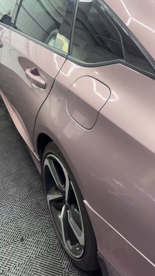 Gloss Metallic Frozen Berry Pink Car Vinyl Wrap PET reviewed by