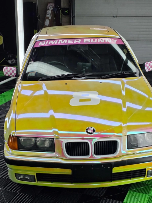 Gloss Rainbow Chrome Holographic Pink Car Vinyl Wrap reviewed by