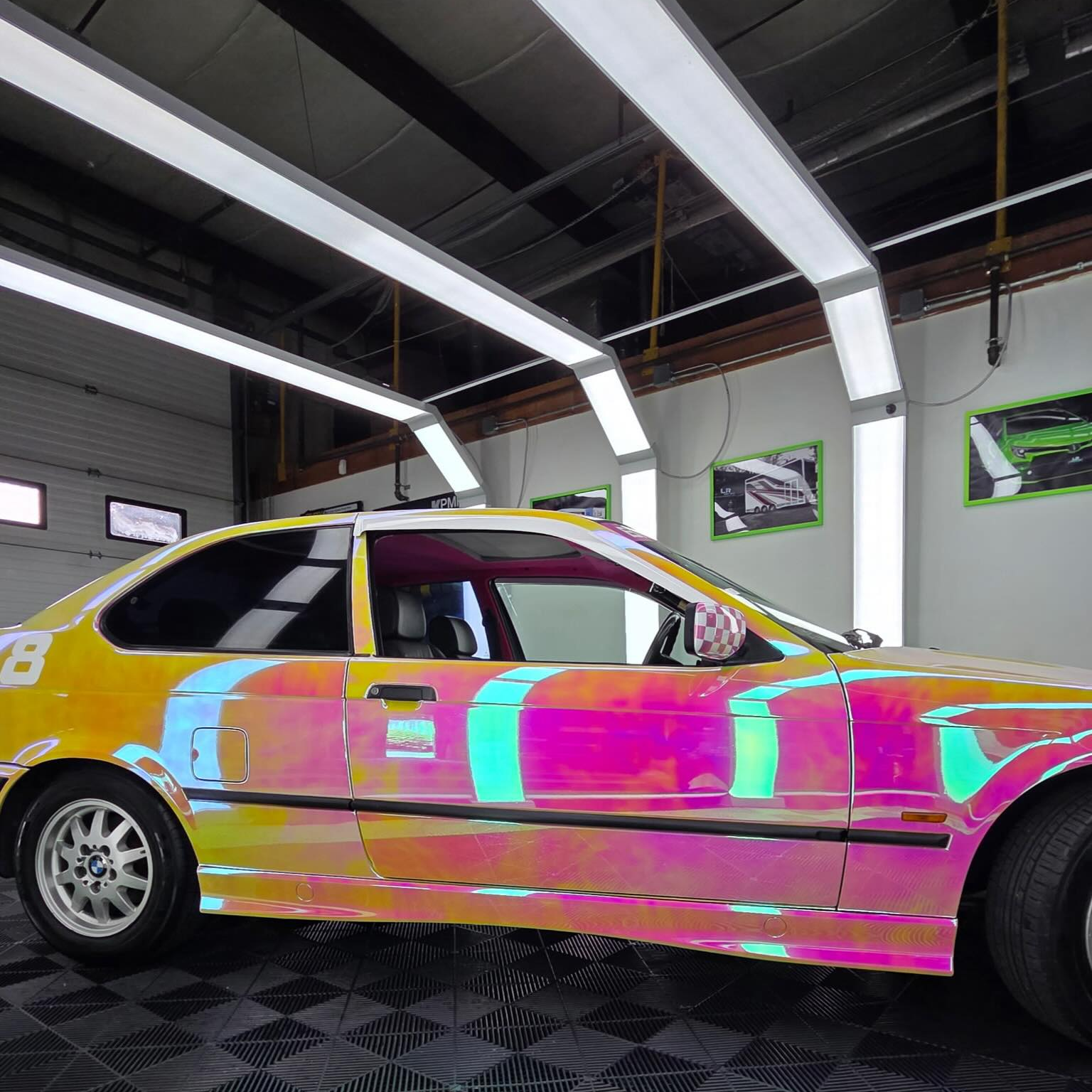 Gloss Rainbow Chrome Holographic Pink Car Vinyl Wrap review 3