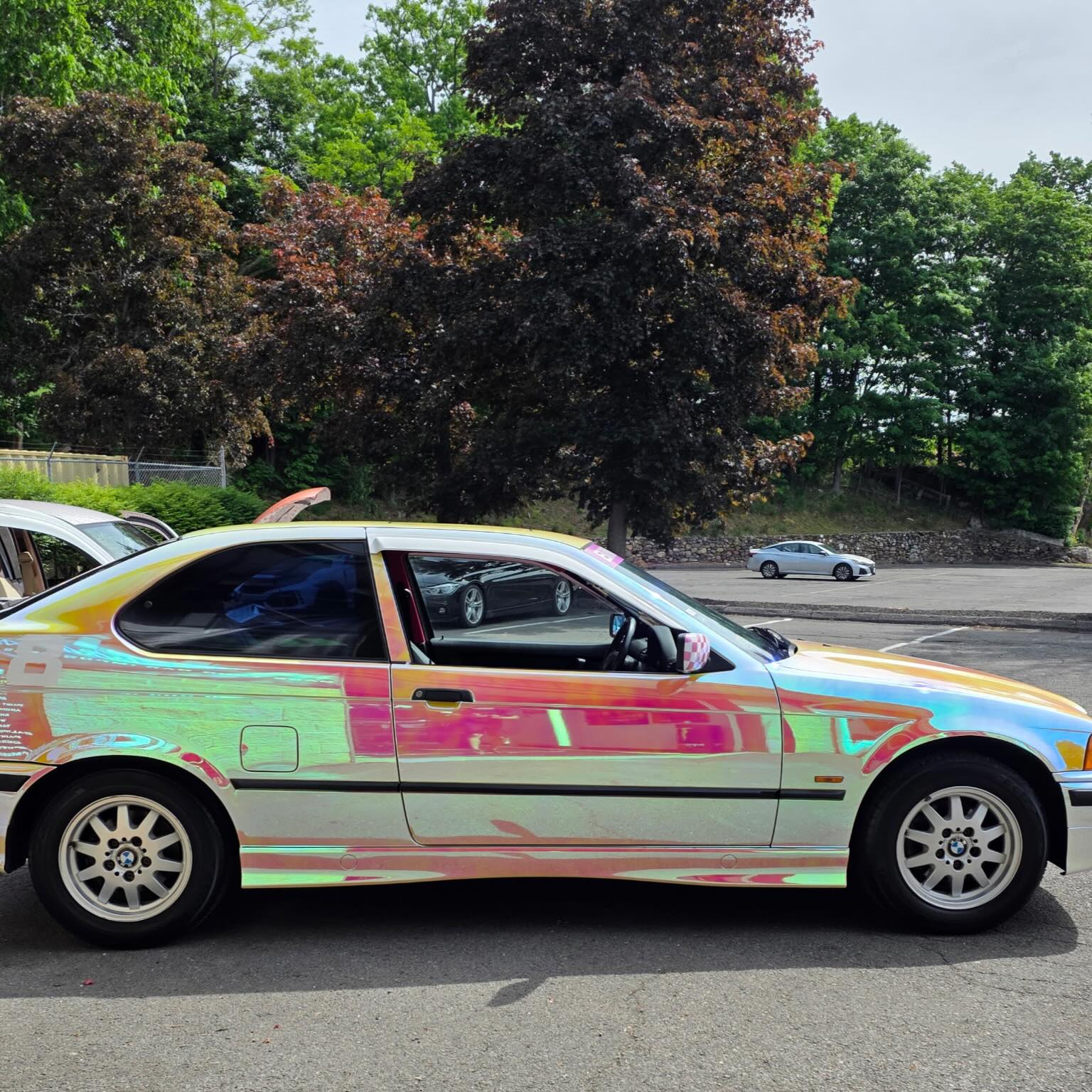 Gloss Rainbow Chrome Holographic Pink Car Vinyl Wrap review 4