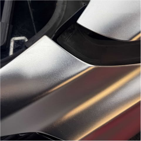Matte Satin Chrome Silver Car Vinyl Wrap | Satin Chrome X Silver Car Wrap  review shamscustom 04