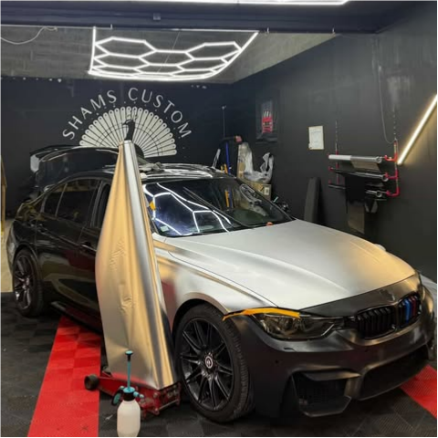 Matte Satin Chrome Silver Car Vinyl Wrap | Satin Chrome X Silver Car Wrap  review shamscustom 01