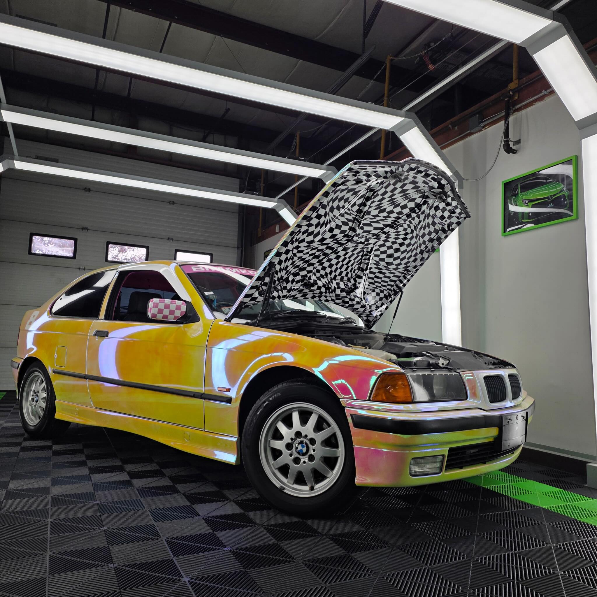 Gloss Rainbow Chrome Holographic Pink Car Vinyl Wrap review 1