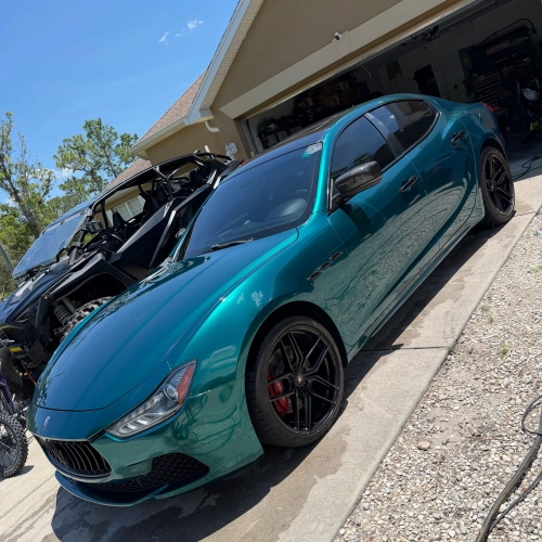 Gloss Metallic Chameleon Deep Sea Green Car Vinyl Wrap PET reviewed by