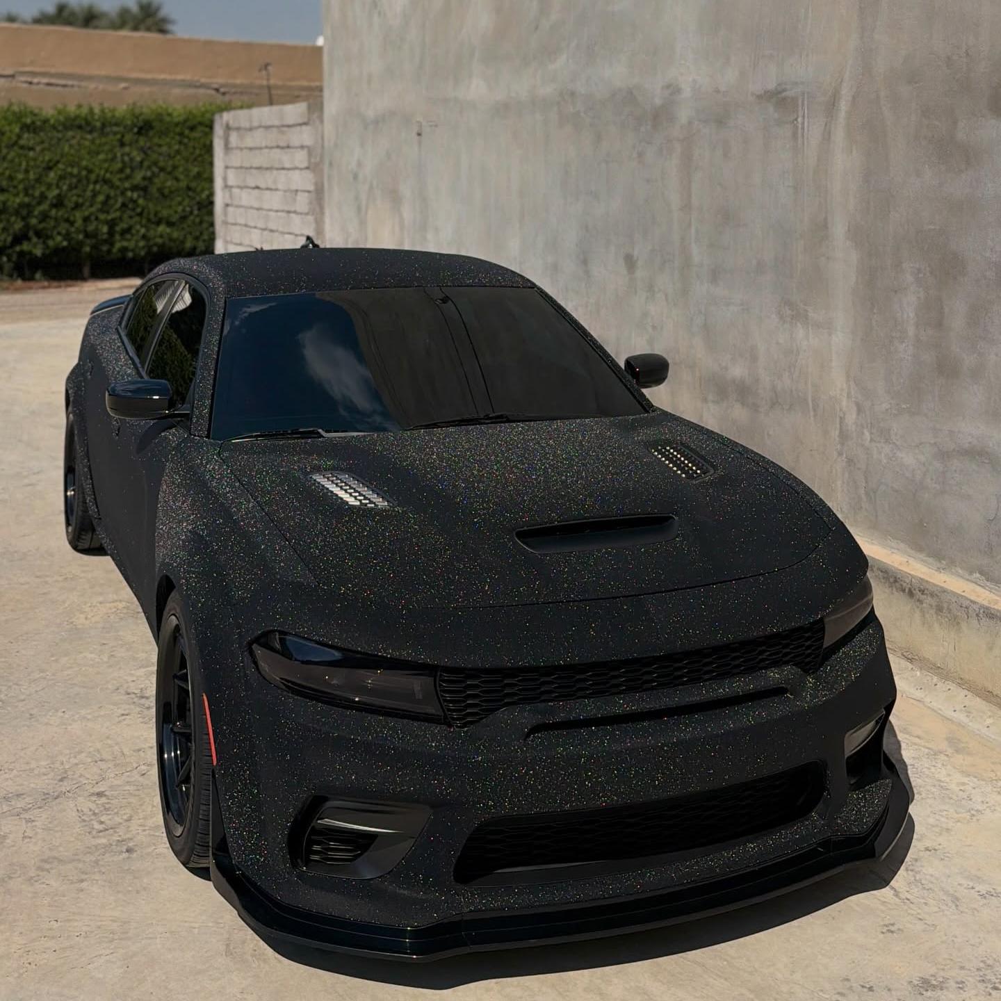 Matte Diamond Glitter Black Diamond Vinyl Wrap review hellcat 01