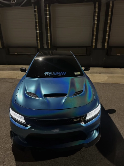 Gloss Metallic Rainbow Laser Blue Car Vinyl Wrap reviewed by