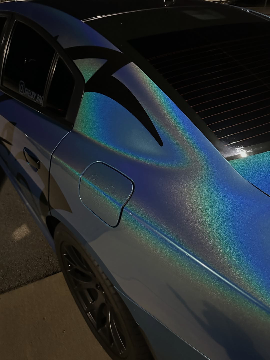 Gloss Metallic Rainbow Laser Blue Car Vinyl Wrap review 1
