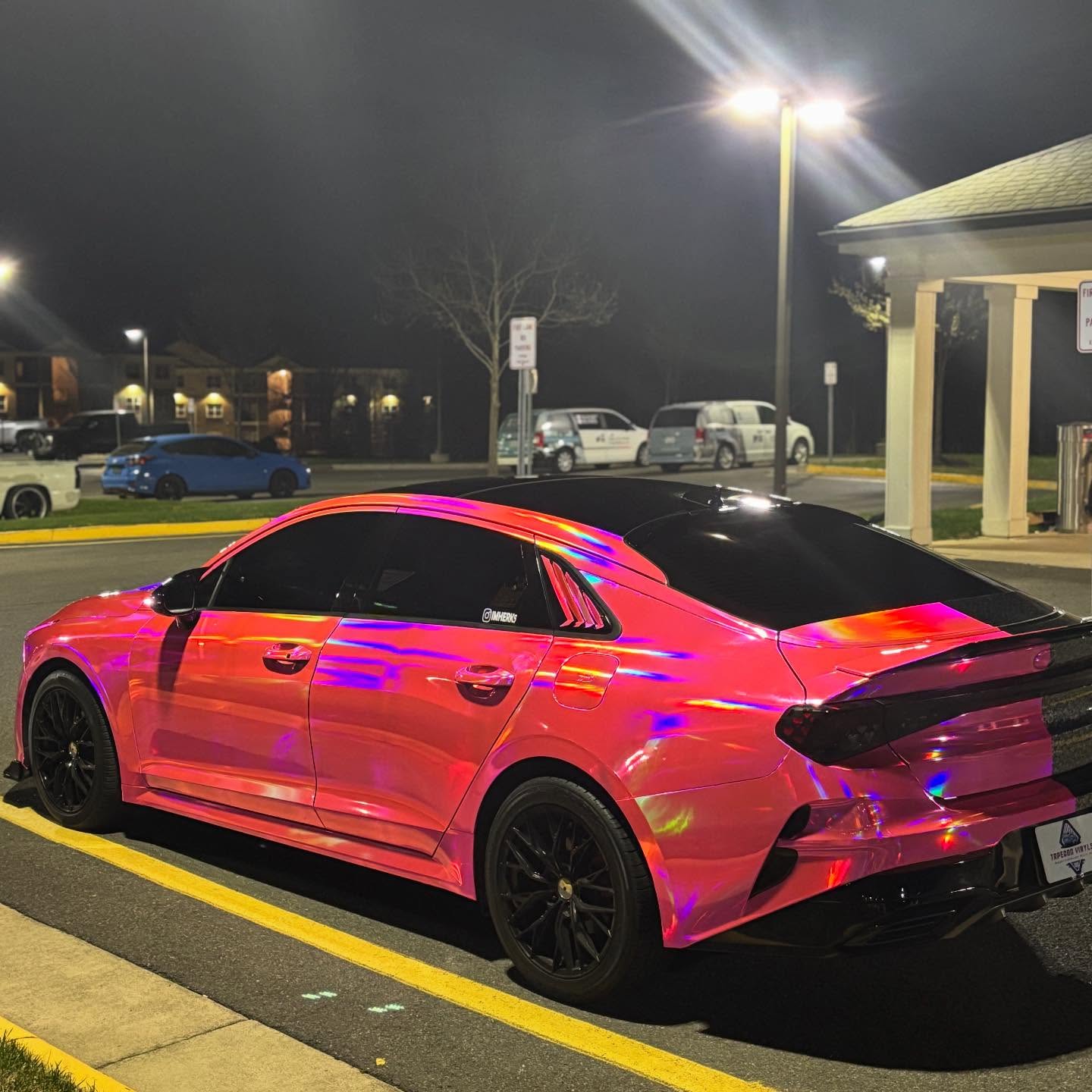 Gloss Pink Holographic Chrome Laser Car Vinyl Wrap Coupe BMW review 1