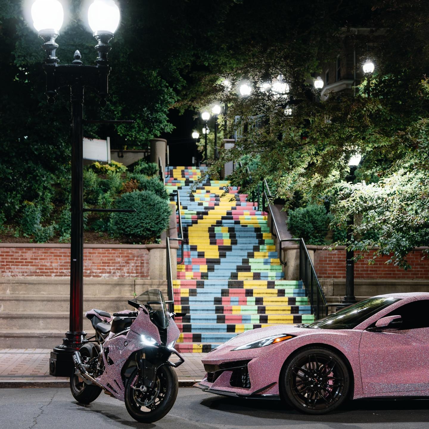 Matte Diamond Glitter Pink Car Vinyl Wrap  review 1